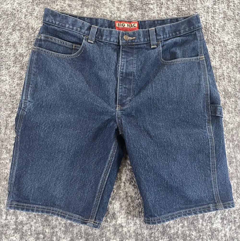 Big Mac Carpenter Shorts Mens 36x11 Blue Denim Wide Leg Outdoor